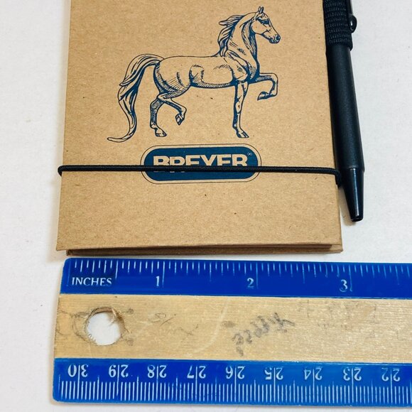 Breyer Spiral Notebook With Pen 4" x 6" Navy Tan Eco-Friendly Recycled Paper new - Picture 5 of 7